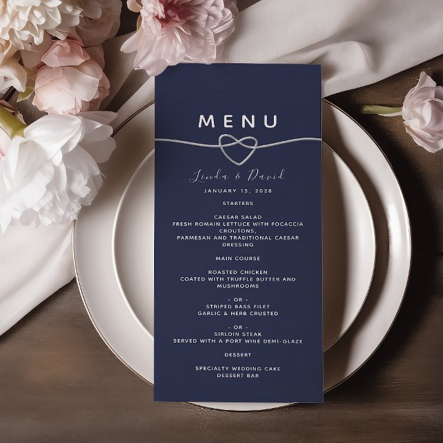 Menu Casamento Azul Marinho Chic (Criador carregado)