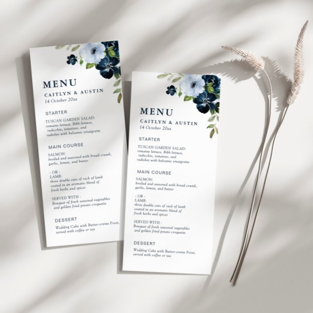 Menu Casamento azul marinho e azul empoeirado (Criador carregado)