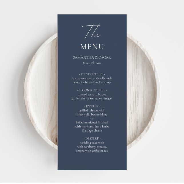 Menu Casamento Azul-Marinho Elegante (Criador carregado)