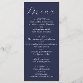 Menu Casamento Azul Marinho Minimalista Simples