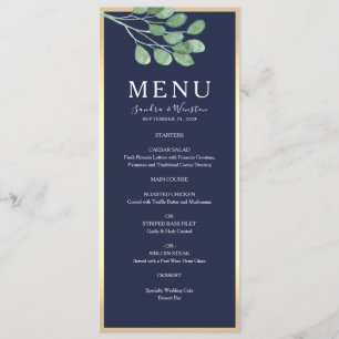 Menu Casamento Azul Naval Botânico