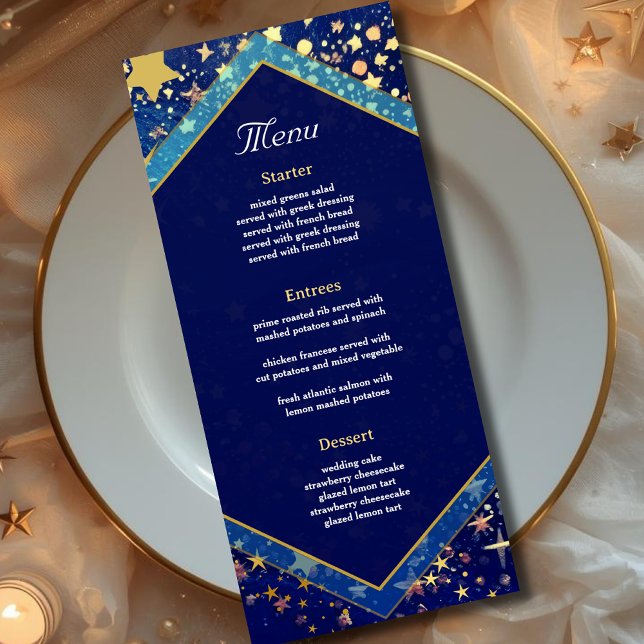 Menu Casamento azul-noturno celestial (Criador carregado)