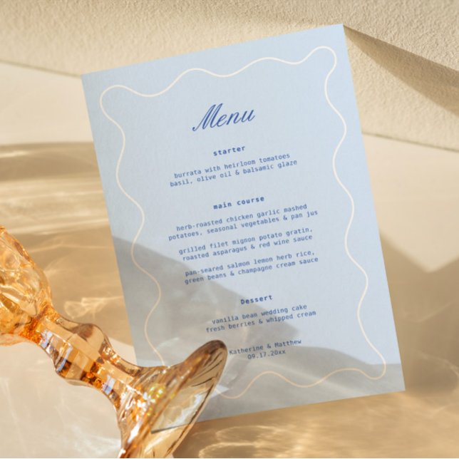Menu Casamento Azul Ondulado à Beira-Mar (Criador carregado)