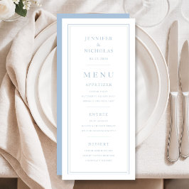 Menu Casamento Azul Pó Minimalista Elegante