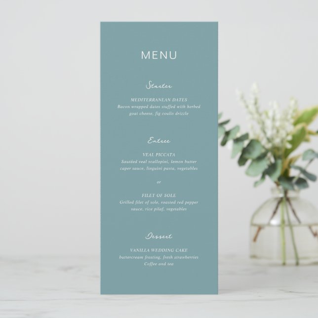 Menu Casamento Azul Simples e Sofisticado (Em pé/Frente)