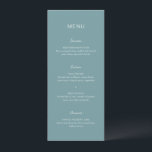 Menu Casamento Azul Simples e Sofisticado<br><div class="desc">Cardápio de casamento moderno com design simples que combina uma fonte sans serif contemporânea,  uma fonte manuscrita elegante e uma fonte itálica.</div>