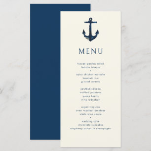 Menu Casamento Azul Simples Marinho Ancorar Náutico