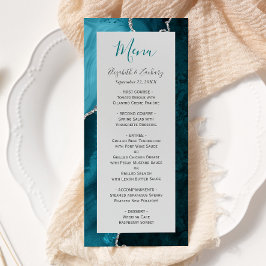 Menu Casamento Azul Teal Prata Agata Cinza