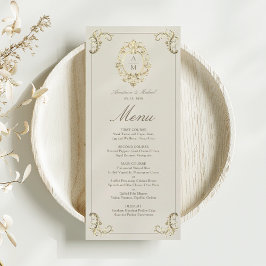Menu Casamento Barroco em Ouro Vintage