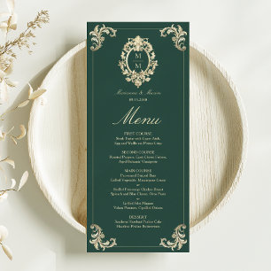 Menu Casamento Barroco Vintage Esmeralda Verde
