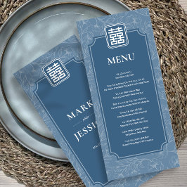 Menu Casamento Bilíngue De Música Azul Grayish, Vietnam