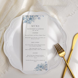 Menu Casamento Blue Hydrangeas Watercolor