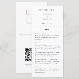 Menu Casamento Blush Ampersand | Código QR | Elegante
