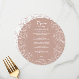 Menu Casamento Blush Pink Moderno Floral Boho Round