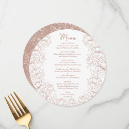 Menu Casamento Blush Pink Moderno Floral Boho Round