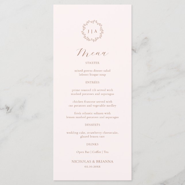 Menu Casamento Boho Cream e Terracota de Outono (Frente)