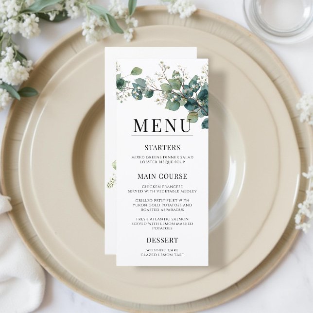 Menu Casamento Boho Elegante em Verde Salvia Eucalipto (Criador carregado)