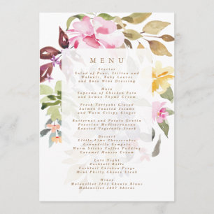 Menu Casamento bonito com Watercolor Elegante