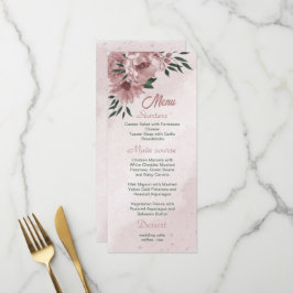 Menu Casamento botânico bonito de flores rosa
