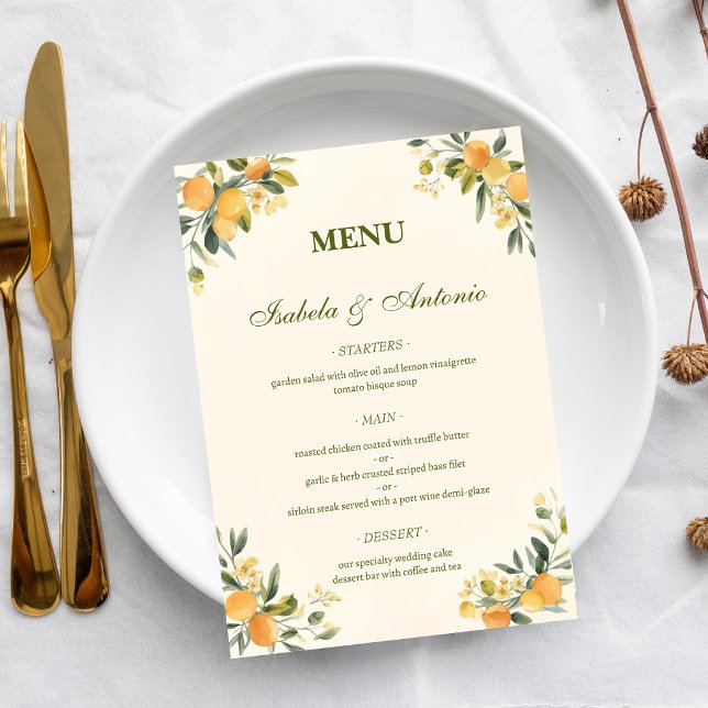 Menu Casamento Botânico de Citros Mediterrâneos (Criador carregado)