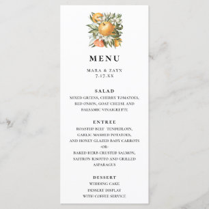 Menu Casamento Botânico de Citrus Grove Laranja