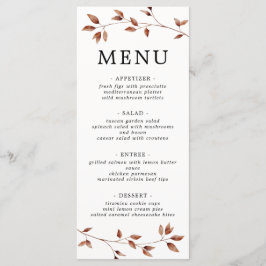 Menu Casamento Botânico de Folhas Mínimas Simples