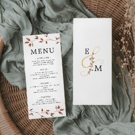 Menu Casamento Botânico de Folhas Mínimas Simples