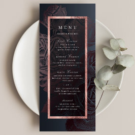 Menu Casamento botânico de rosa de luxo