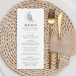 Menu Casamento Botânico Elegante Lua e Estrelas