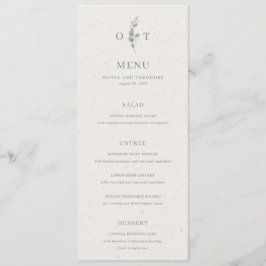 Menu Casamento Botânico Elegante Verde Sálvia Moderno