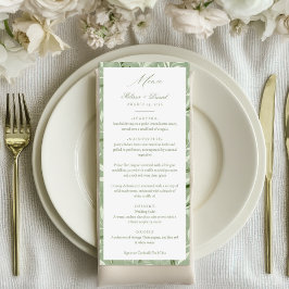 Menu Casamento Botânico em Elegante Verde Sage