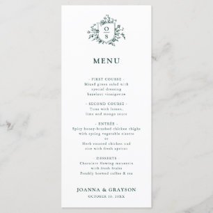 Menu Casamento Botânico Emerald Greenery Vintage