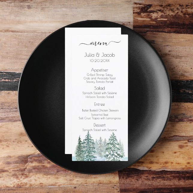 Menu Casamento Botânico entre Pinheiros Russos de Inver (Winter Rustic Pine Trees Lantern Botanical Wedding Party Supplies)