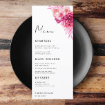 Menu Casamento Botânico Flor Rosa Quente-Brilhante Vibr<br><div class="desc">Este elegante menu de casamento com texto personalizado e floral cor-de-rosa faria uma maravilhosa adição à sua festa! Altere facilmente o texto clicando na opção "personalizar este modelo".</div>