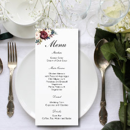 Menu Casamento Botânico Floral Floral do Creme do Marin