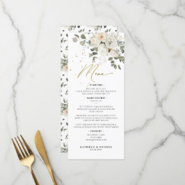 Menu Casamento Botânico Floral Pálido Aquarela