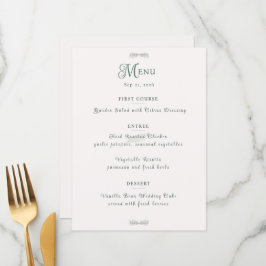 Menu Casamento Botânico Minimalista em Verde Sage Simpl
