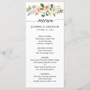 Menu Casamento Botânico Moderno - Florais Rosa-Esbranqu