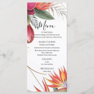 Menu Casamento Botânico Paraíso Floral Tropical Dourado