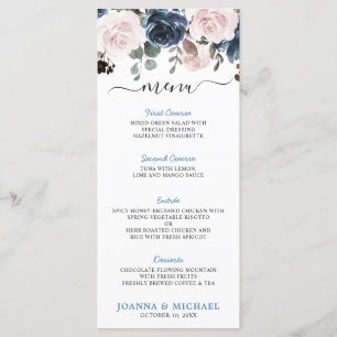 Menu Casamento Botânico Rosa-Cor-de-Rosa-Blush