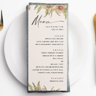 Menu Casamento Botânico Suave Quente Taupe   Folhagem d
