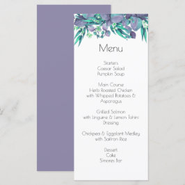 Menu Casamento Botânico Verde Lilac e Brilhante