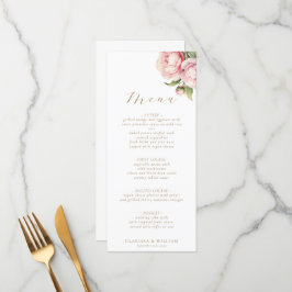 Menu Casamento Branco Com Cor De Água Floral De Blush E
