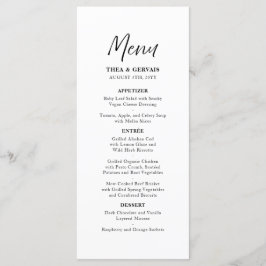 Menu Casamento Branco da Caligrafia de Script Elegante