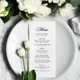 Menu Casamento Branco da Caligrafia Minimalista Elegant