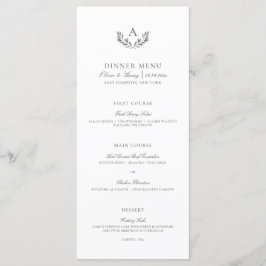 Menu Casamento Branco de Olivia Elegant Simple Cinza