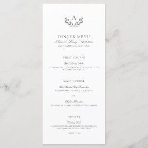 Menu Casamento Branco de Olivia Elegant Simple Cinza