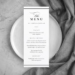 Menu Casamento Branco e Negro Elegante Clássico<br><div class="desc">Este Menu de Casamento Elegante Clássico é simples e versátil. Ele apresenta um design preto e branco chic com um monograma,  detalhes de script,  quadro simples e texto editável formal. Clique no botão editar para personalizar este design.</div>