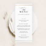 Menu Casamento Branco e Negro Elegante Clássico<br><div class="desc">Este Menu de Casamento Elegante Clássico é simples e versátil. Ele apresenta um design branco-chic e preto com um monograma,  detalhes de script,  simples quadro de ouro e texto editável formal. Clique no botão editar para personalizar este design.</div>