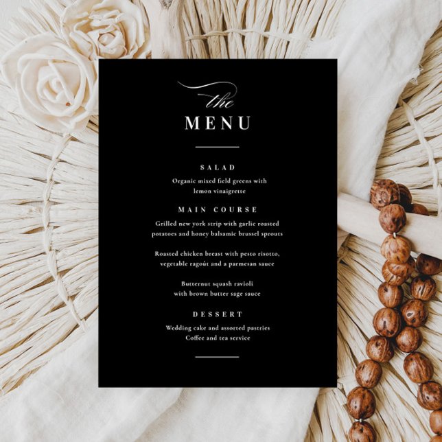 Menu Casamento Branco e Negro Elegante Clássico (Criador carregado)